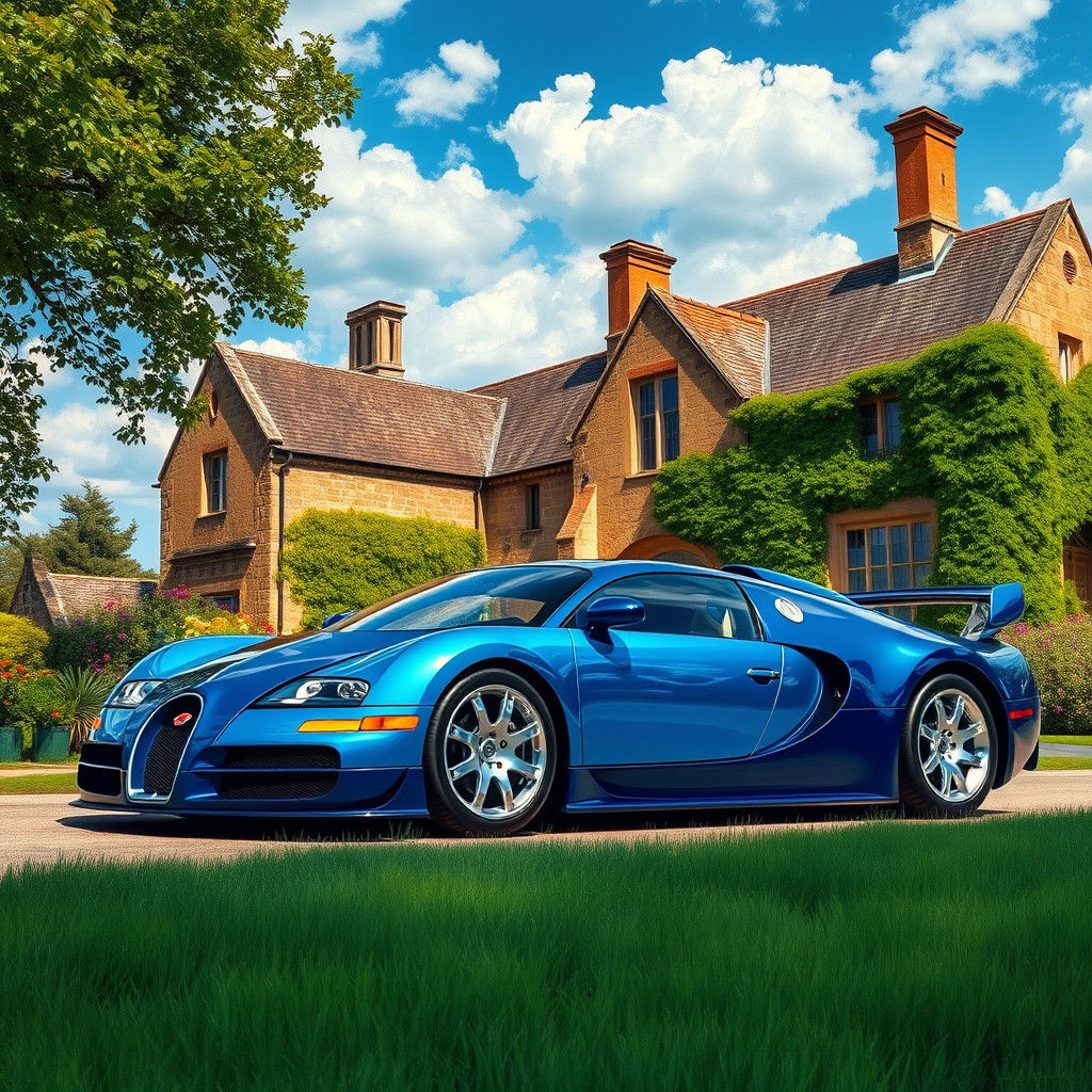 Bugatti EB110 in Post-Impressionist Landscape