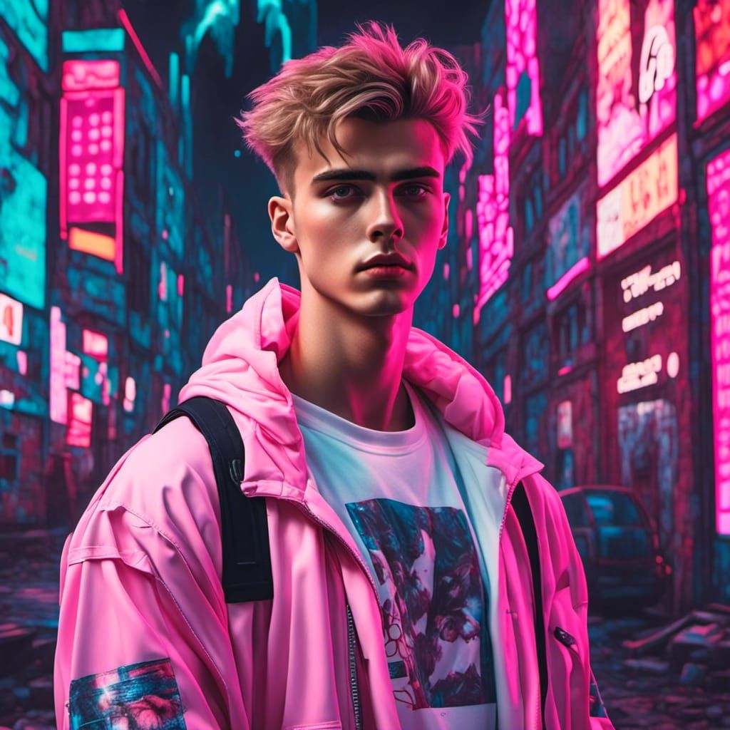 1990s Star in Cyberpunk London Ruins