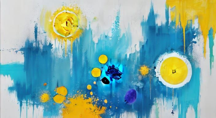 Vibrant Abstract Expression in Primal Cerulean Hues