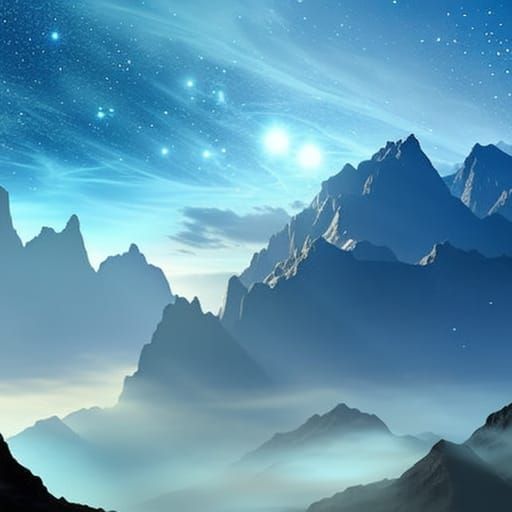 Magical Indigo Night Sky Over Fantasy City