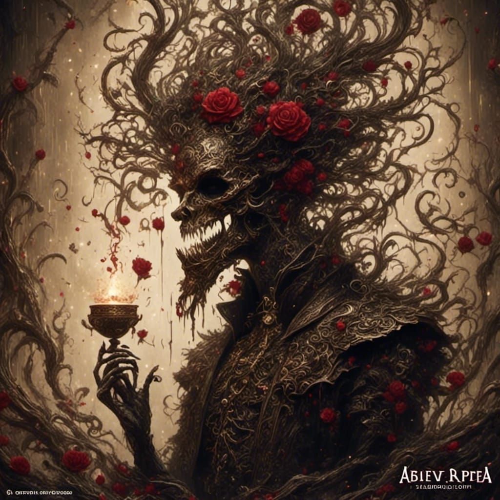 Gothic Horror Scene in Rococo-Horrorcore Style