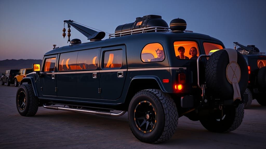 Steampunk Humvee Limo at Burning Man Event
