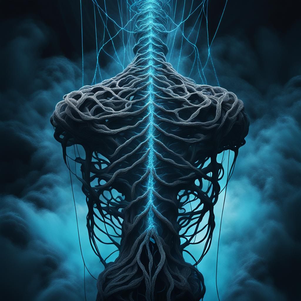 Surreal Backbone in Eerie Monochromatic Digital Art