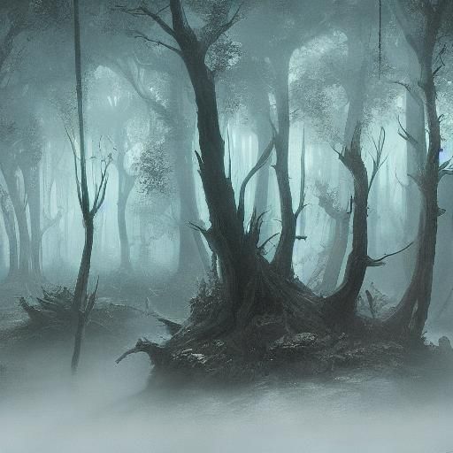 Eerie Forest: Blue Roses and Glass Trees