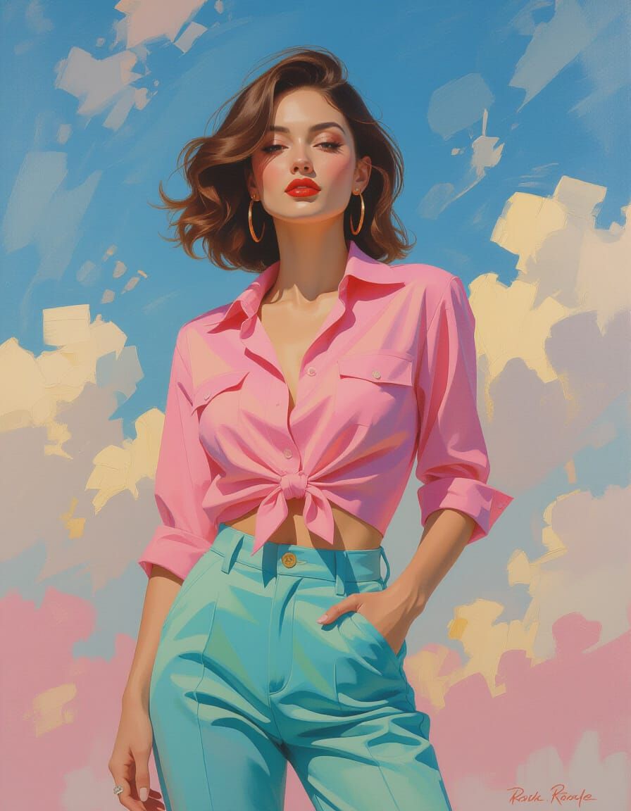 Funky Woman in Radiant Impressionistic Style