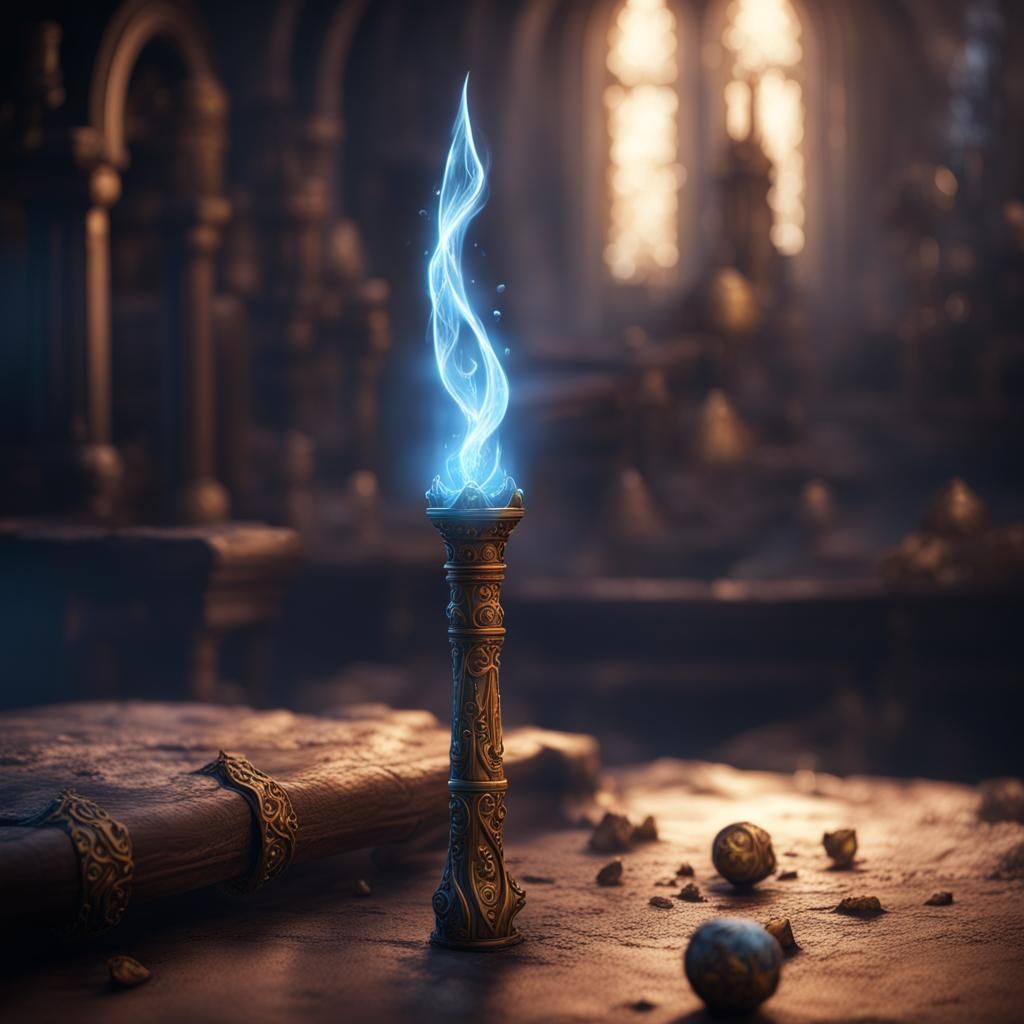 Lumos Spell on Wand: Fantasy Concept Art