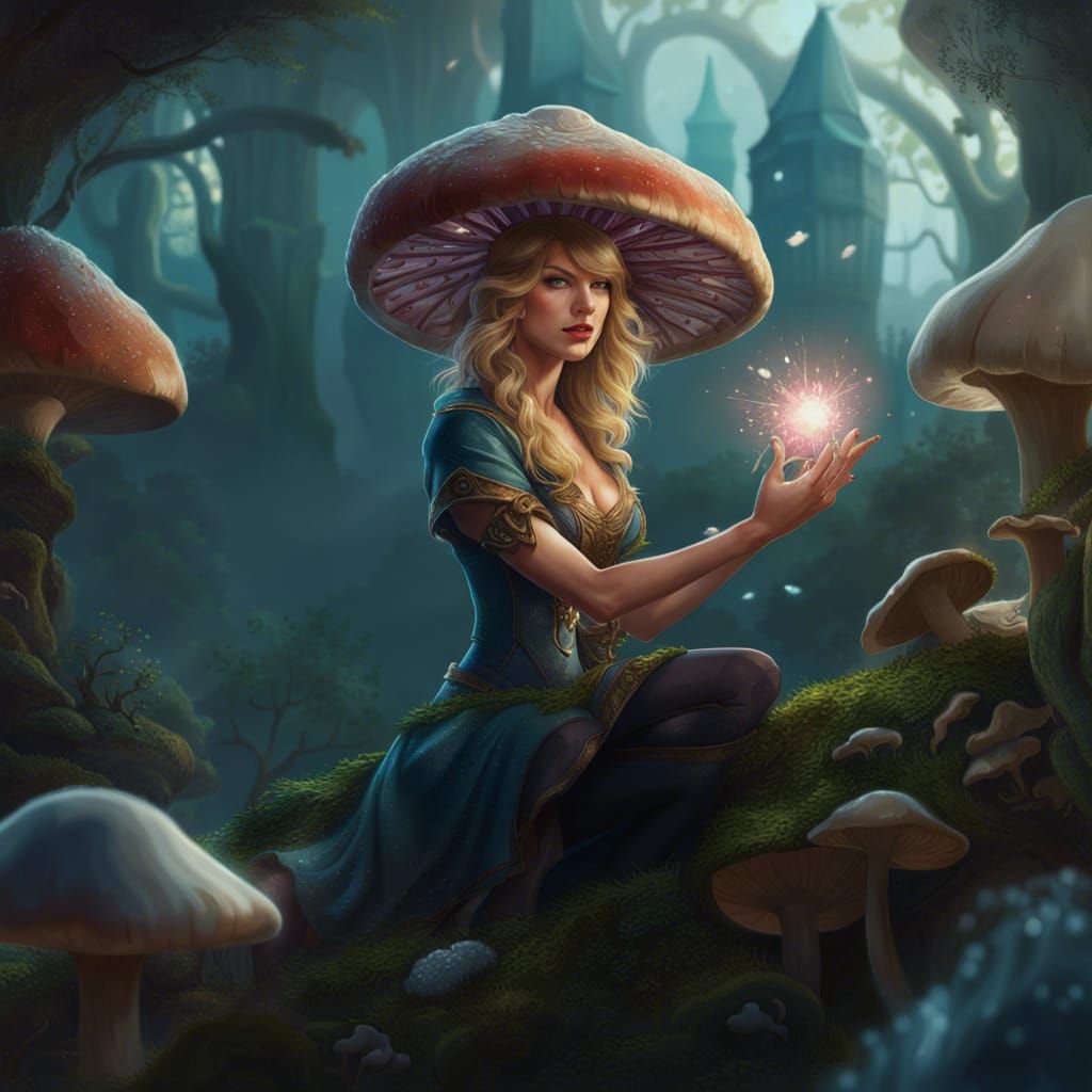 Taylor Swift Mushroom Mage Fantasy Art Portrait