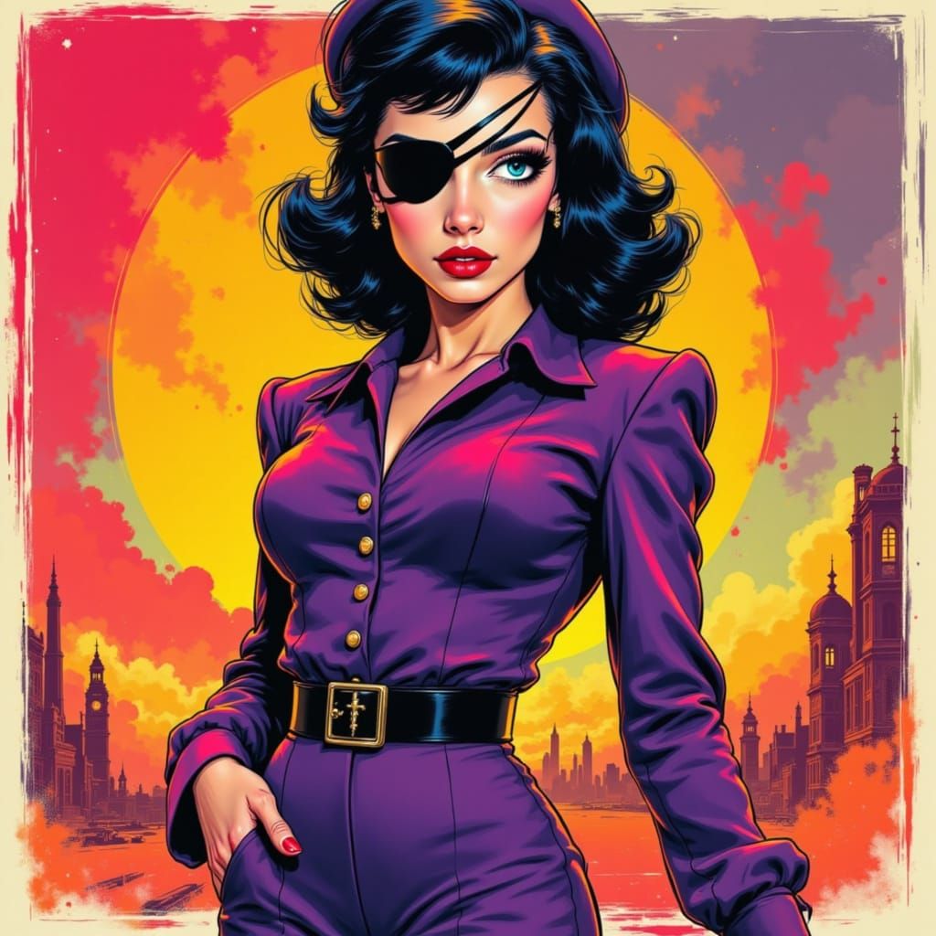 Comic Book Brunette in 1950s Pop Art Style