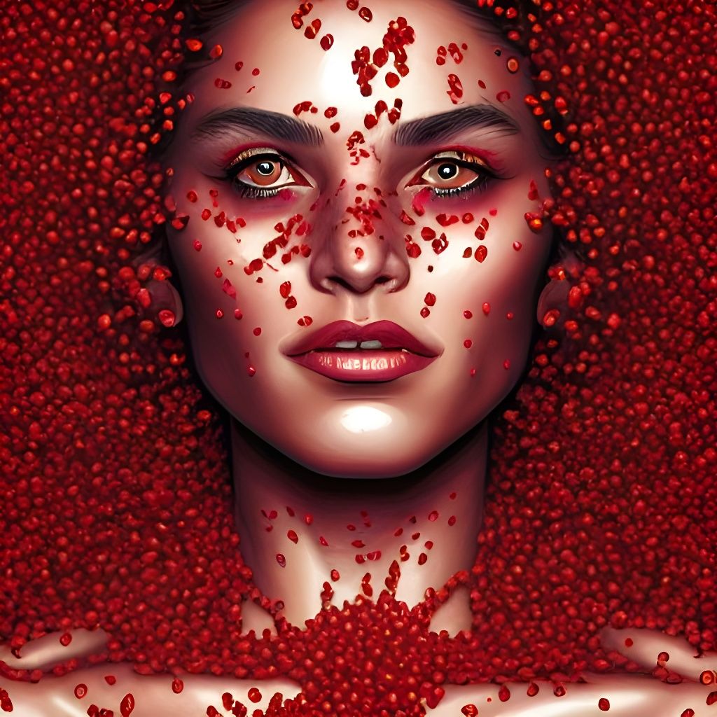 Woman in Chillies: Hyperrealistic Detailed Photography