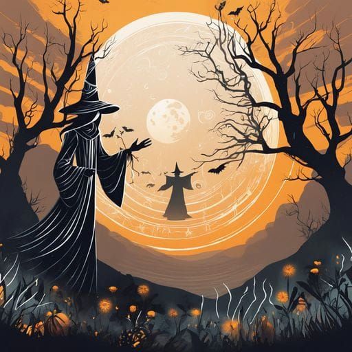 Autumn Witch Casting a Spell in Forest