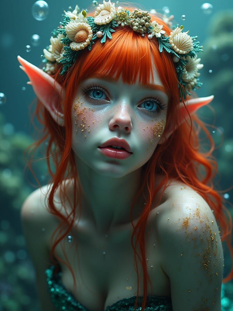 Iridescent Sea Siren in the Deep Ocean