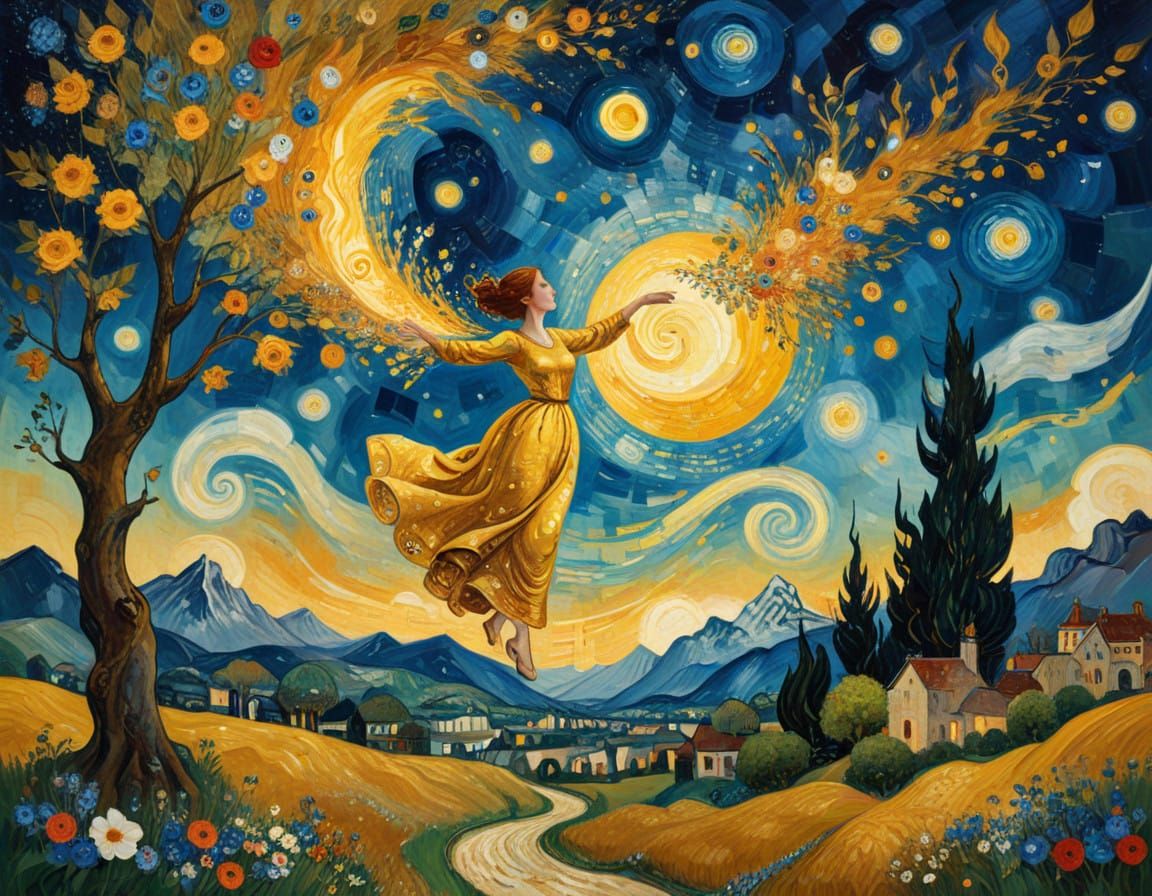 Triumphant Golden Atmosphere in Whimsical Artistic Style