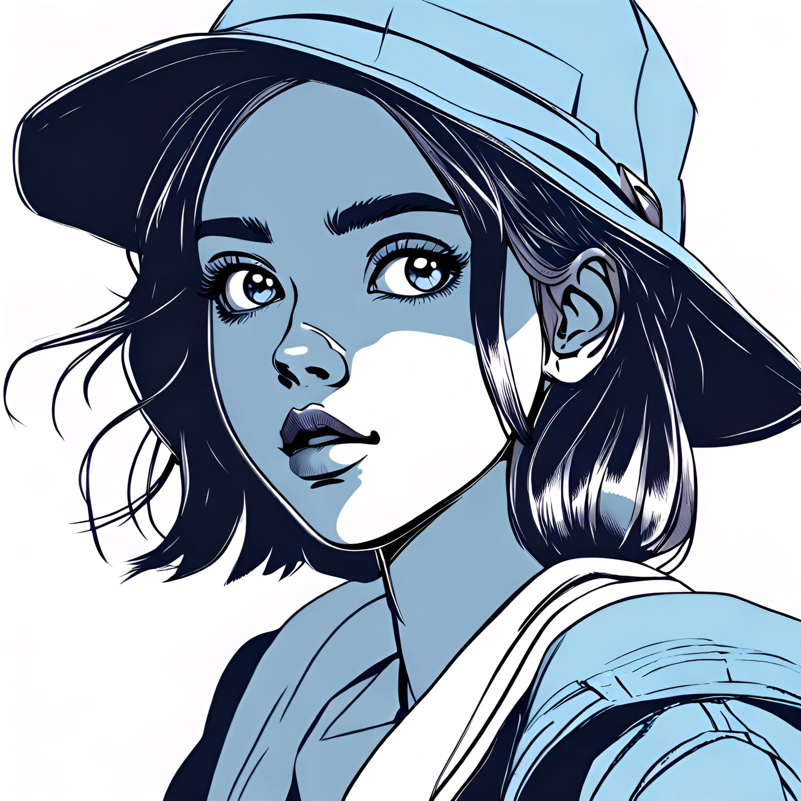 Manga-Inspired Girl Sketch with Retro Filters