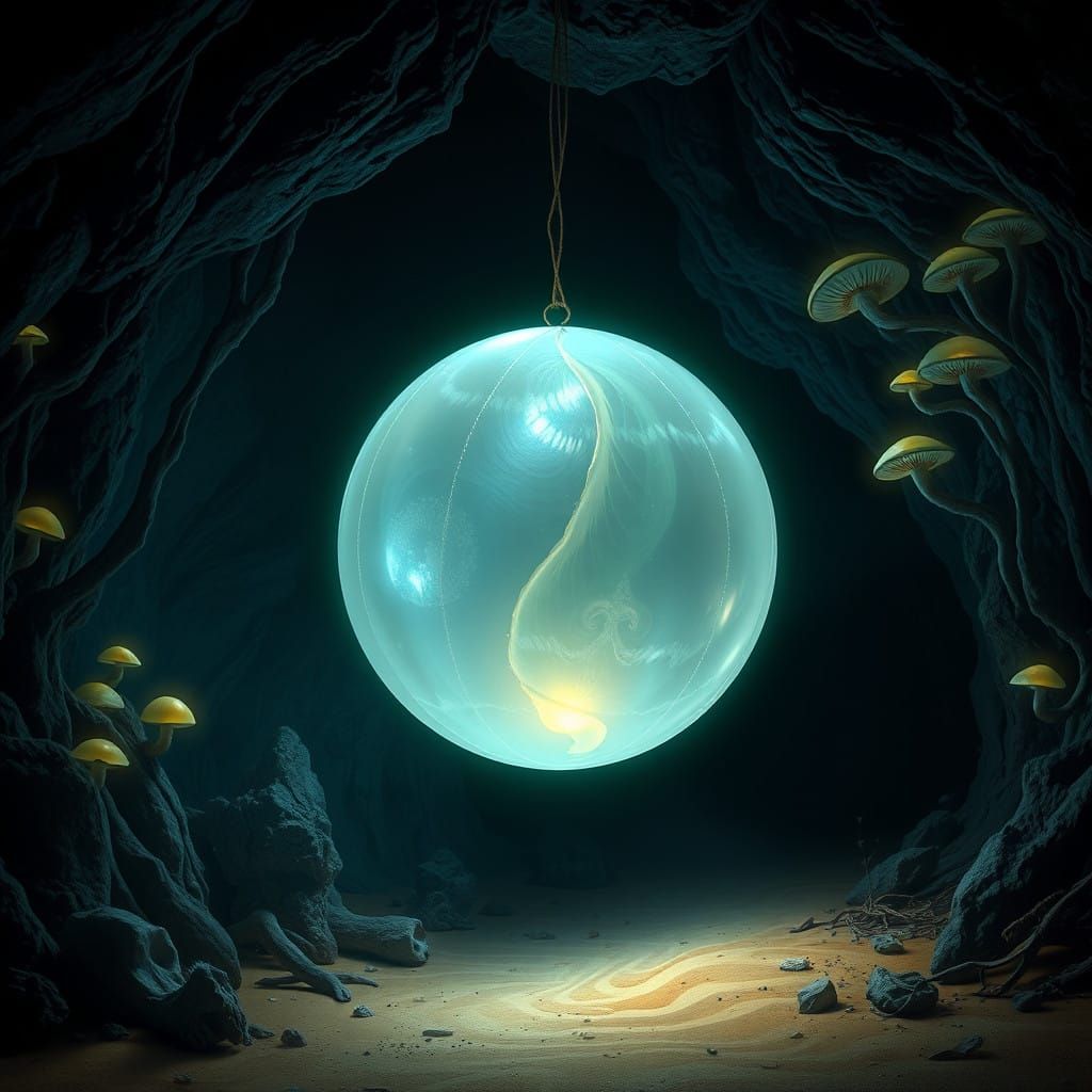 Glowing Krayt Dragon Pearl Radiates Ethereal Light in Dimly ...