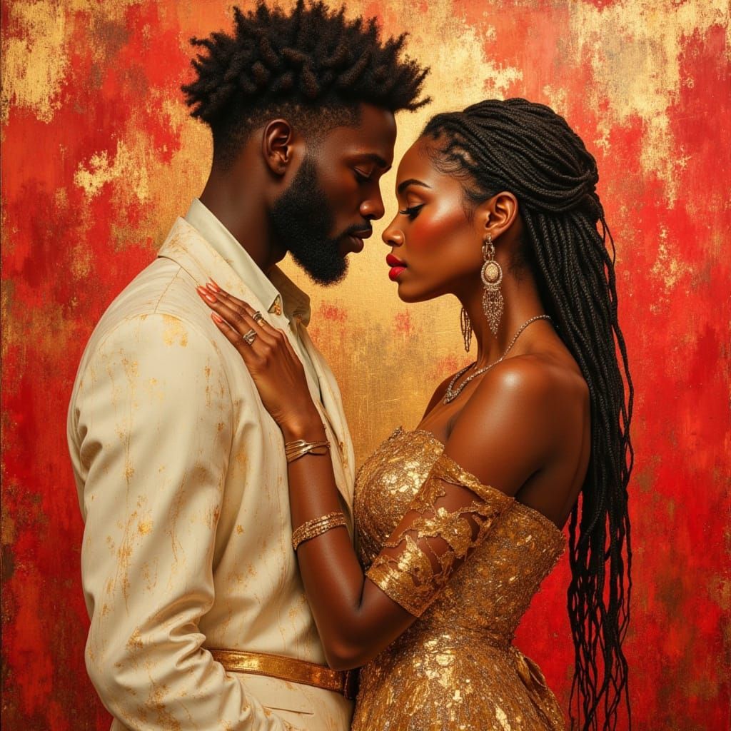 African Warrior Goddess and God in Golden Gown