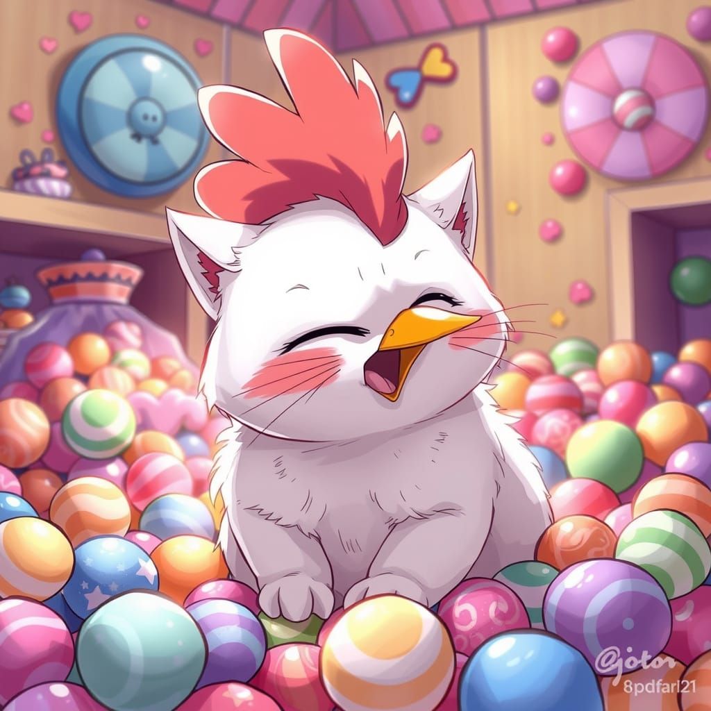 Angry Chick in Candy Room, Anime Style