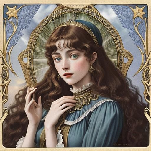 Lucrezia Borgia Portrait in Rider-Waite Tarot Style