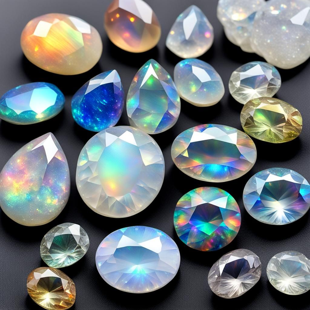 Iridescent Moonstone and Opal Gemstones in 32k
