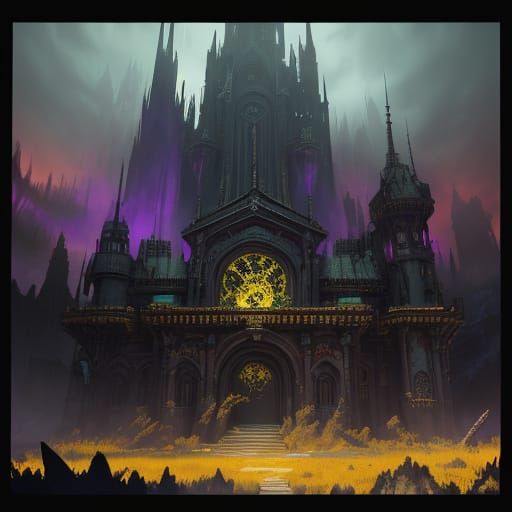 Dark Fantasy Banner Concept Art with Magical Accents