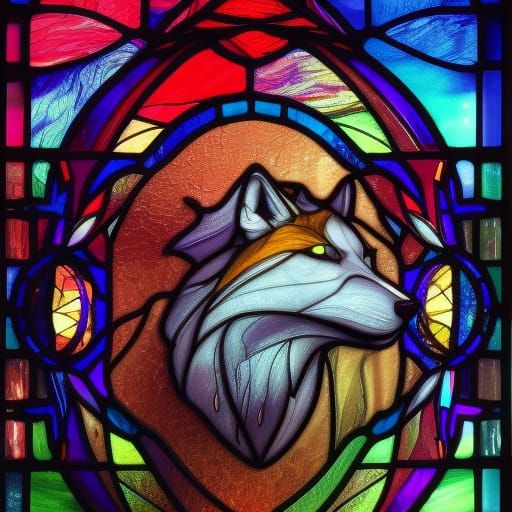 Stained Glass Wolf #2