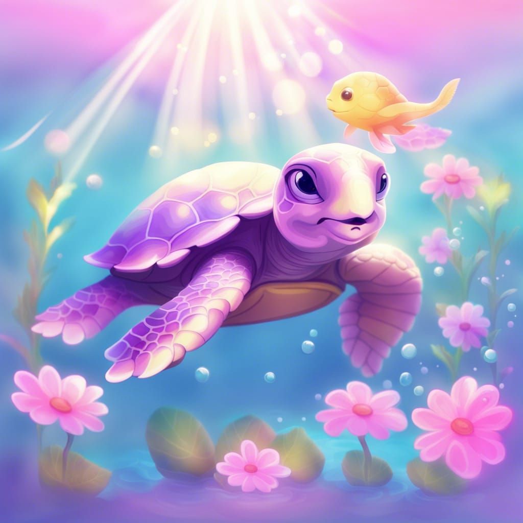Cute Baby Turtle in Pastel Colors