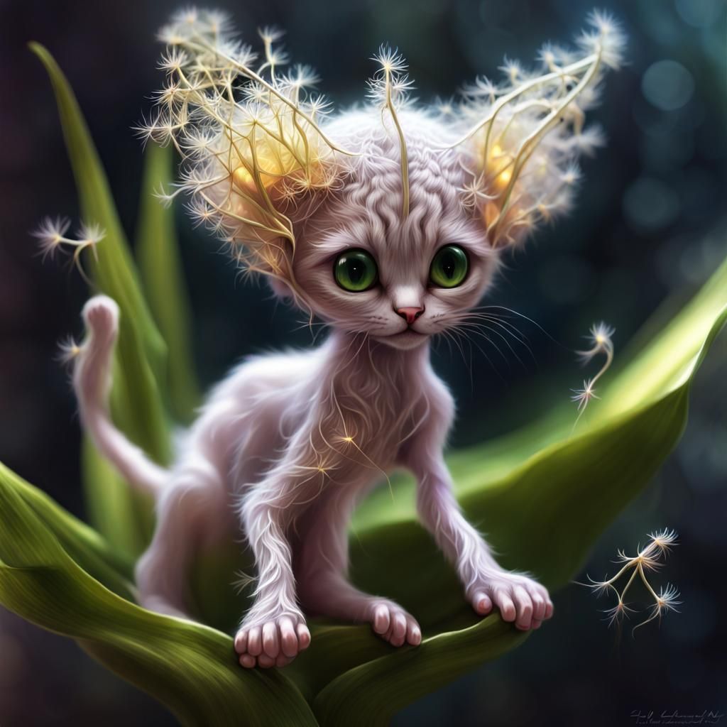 Orchid Kitten in Hammock with Fractal Details