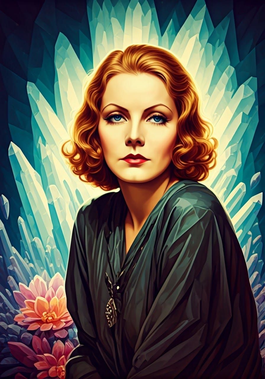 Cubist portrait of Greta Garbo