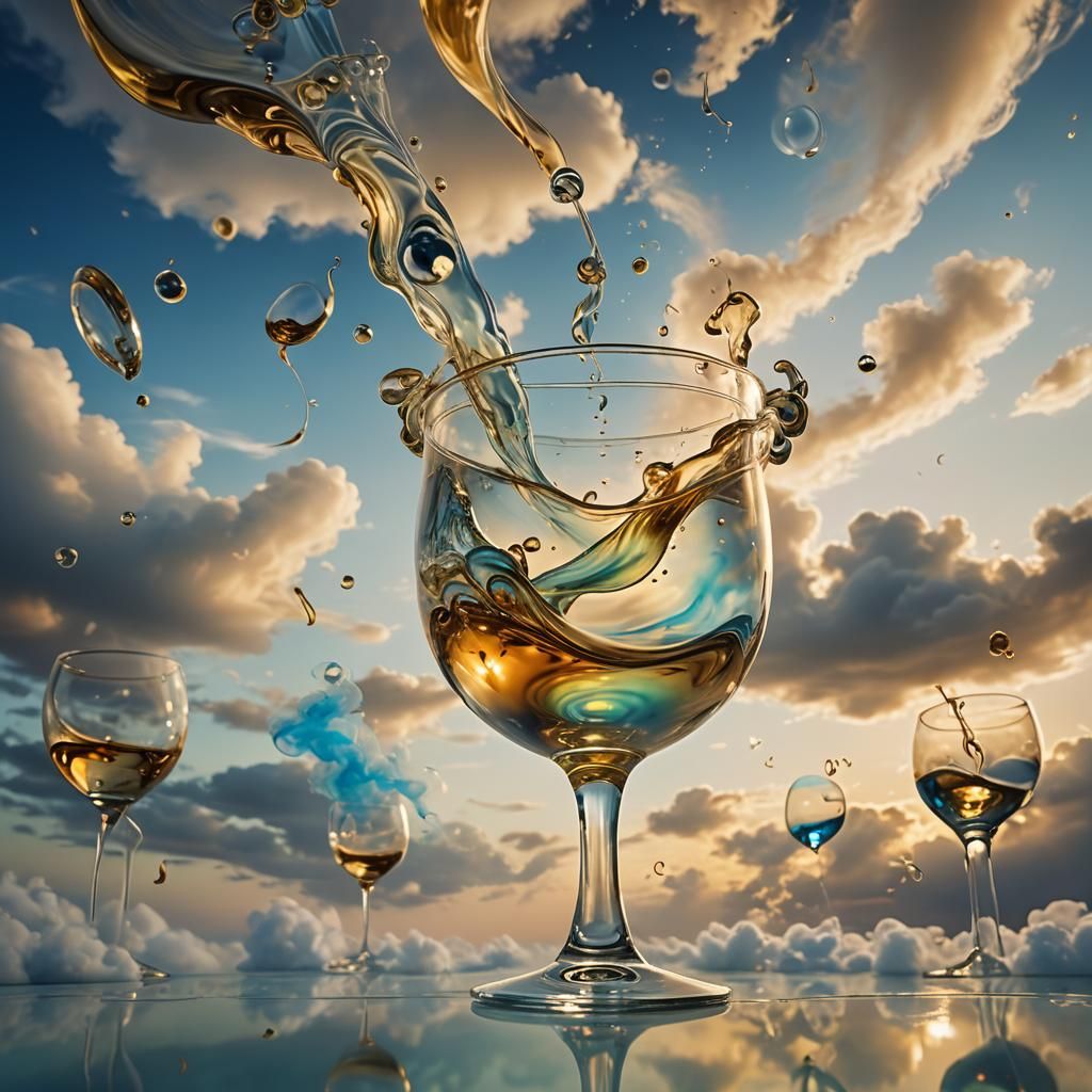Glass Music Floats in Surrealist Sky