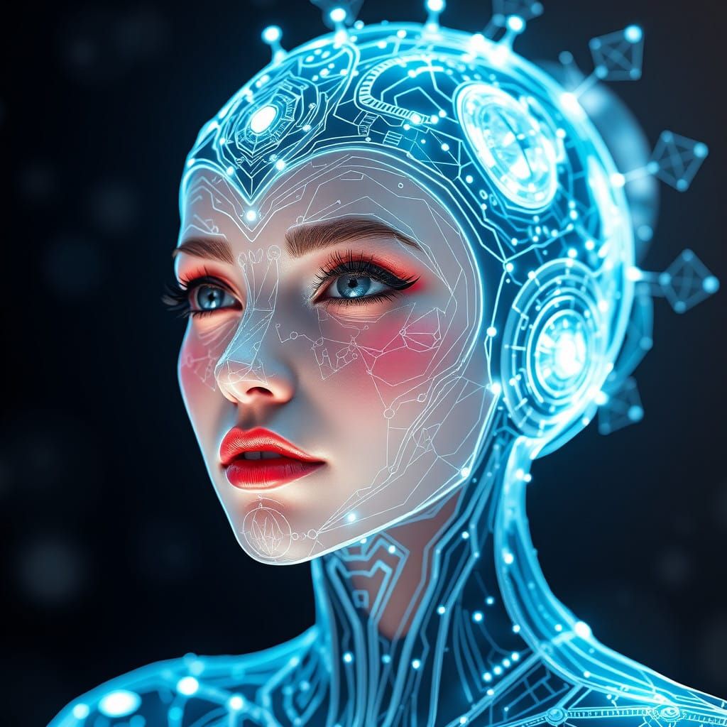 Glowing Holographic Goddess in Futuristic Aesthetic