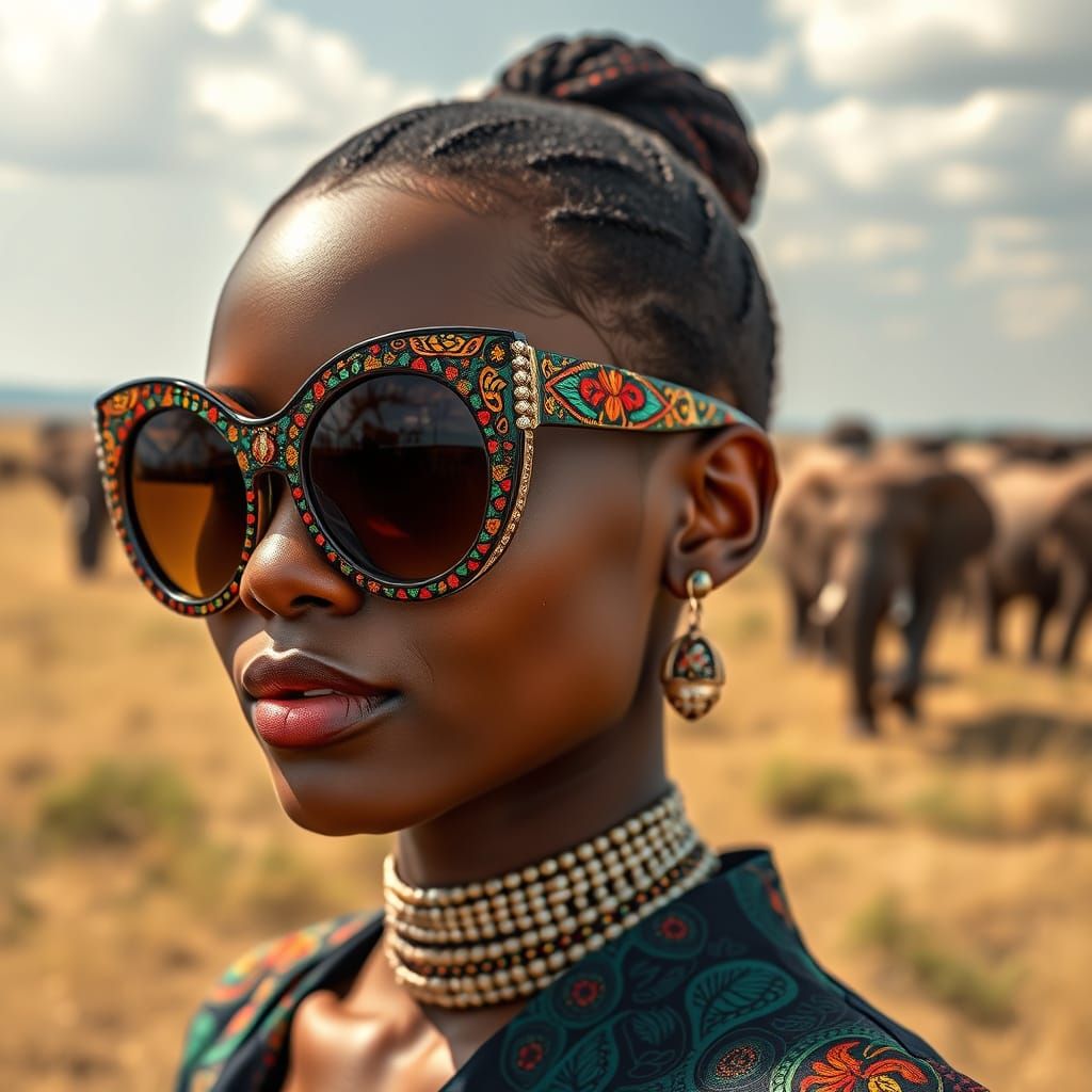 Luxurious Women's Sunglasses with Tribal Accents in a Savann...