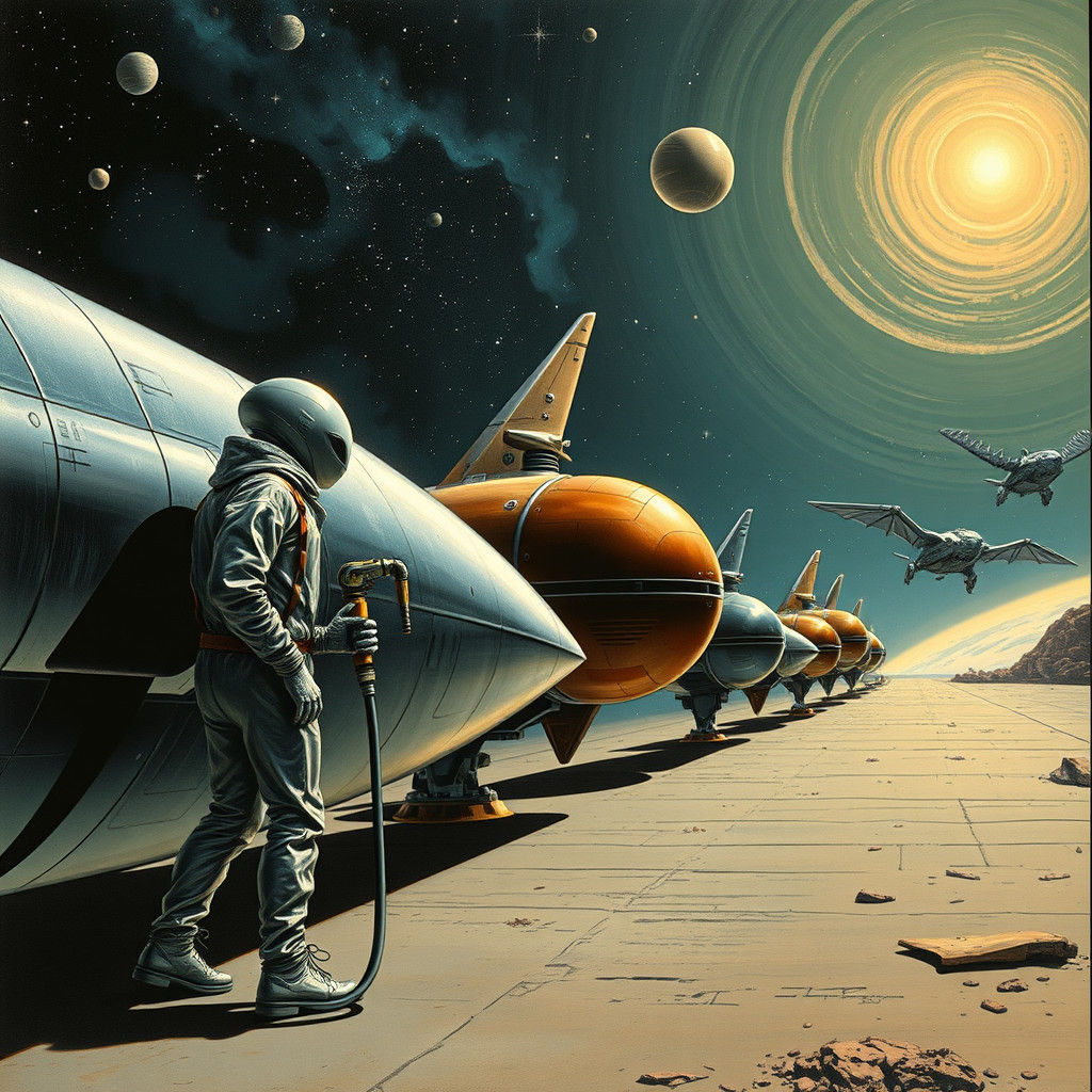 Alien Fuel Station in Deep Space, Industrial Futurism