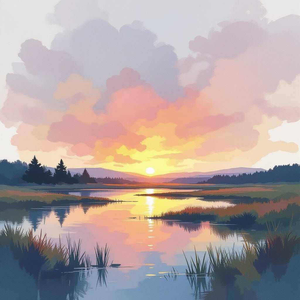 Vibrant Aquarelle Landscape with Intricate Details