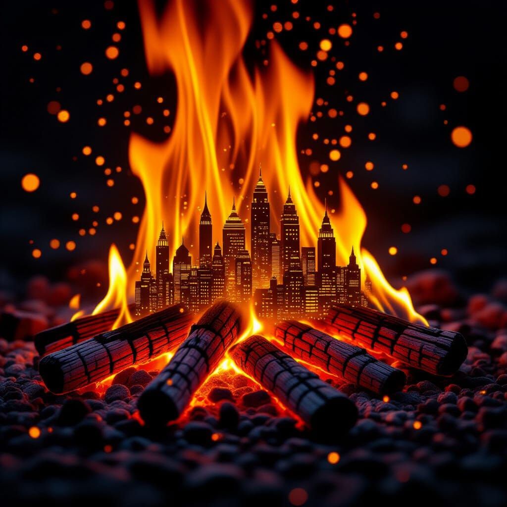 Fiery Flames Reveal Glowing Orange Cities in Photorealistic ...