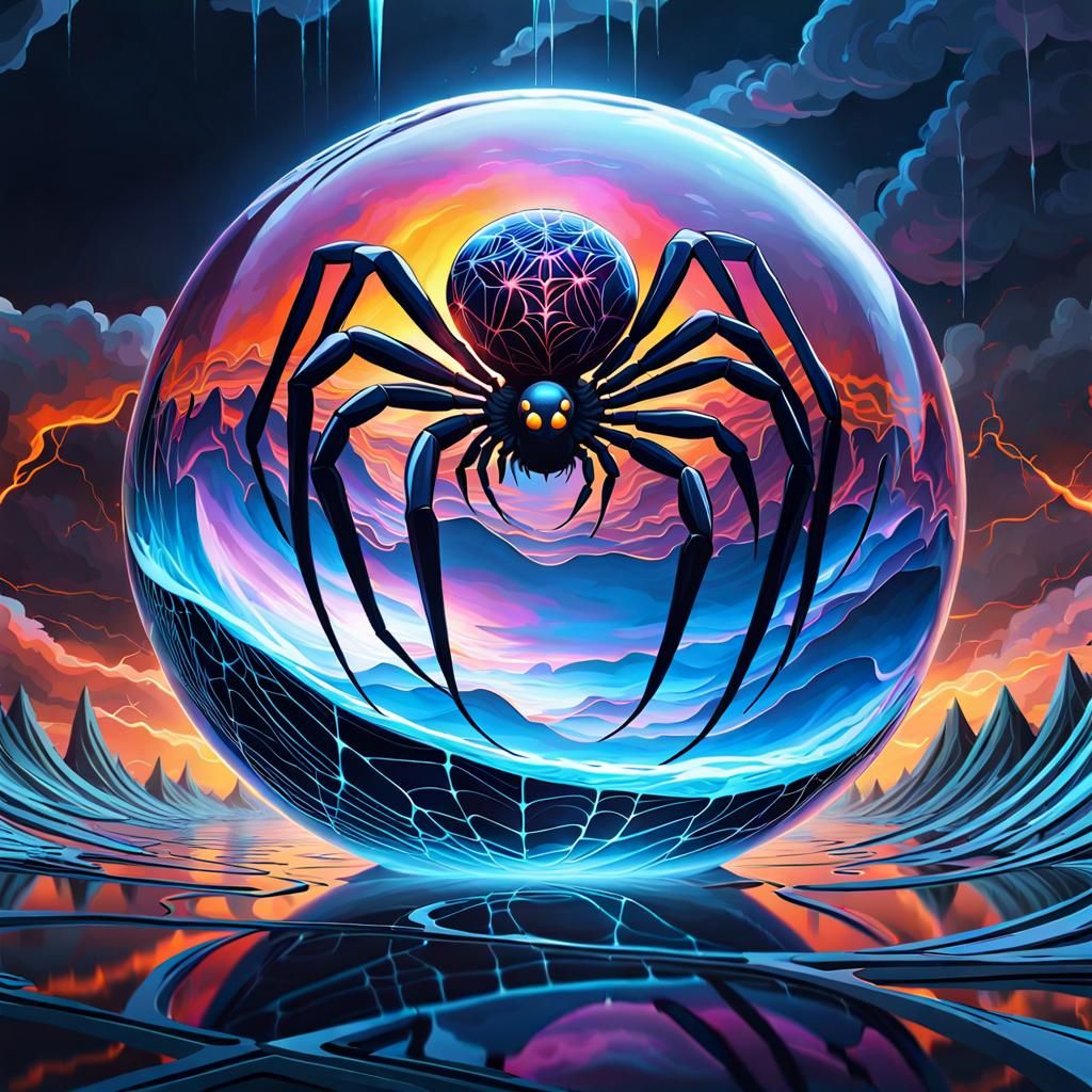 Giant Spider in Glass Ball with Lightning