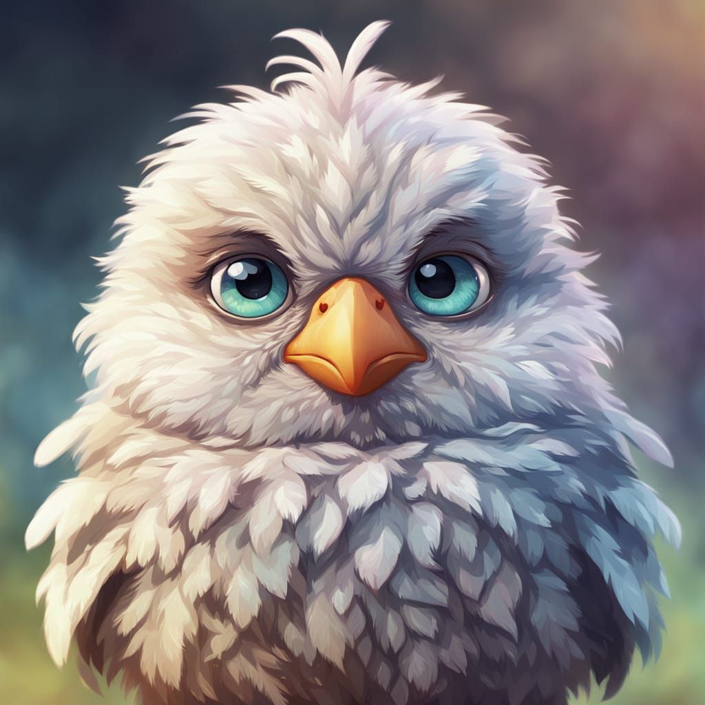 Adorable Grumpy Chick Cartoon Concept Art
