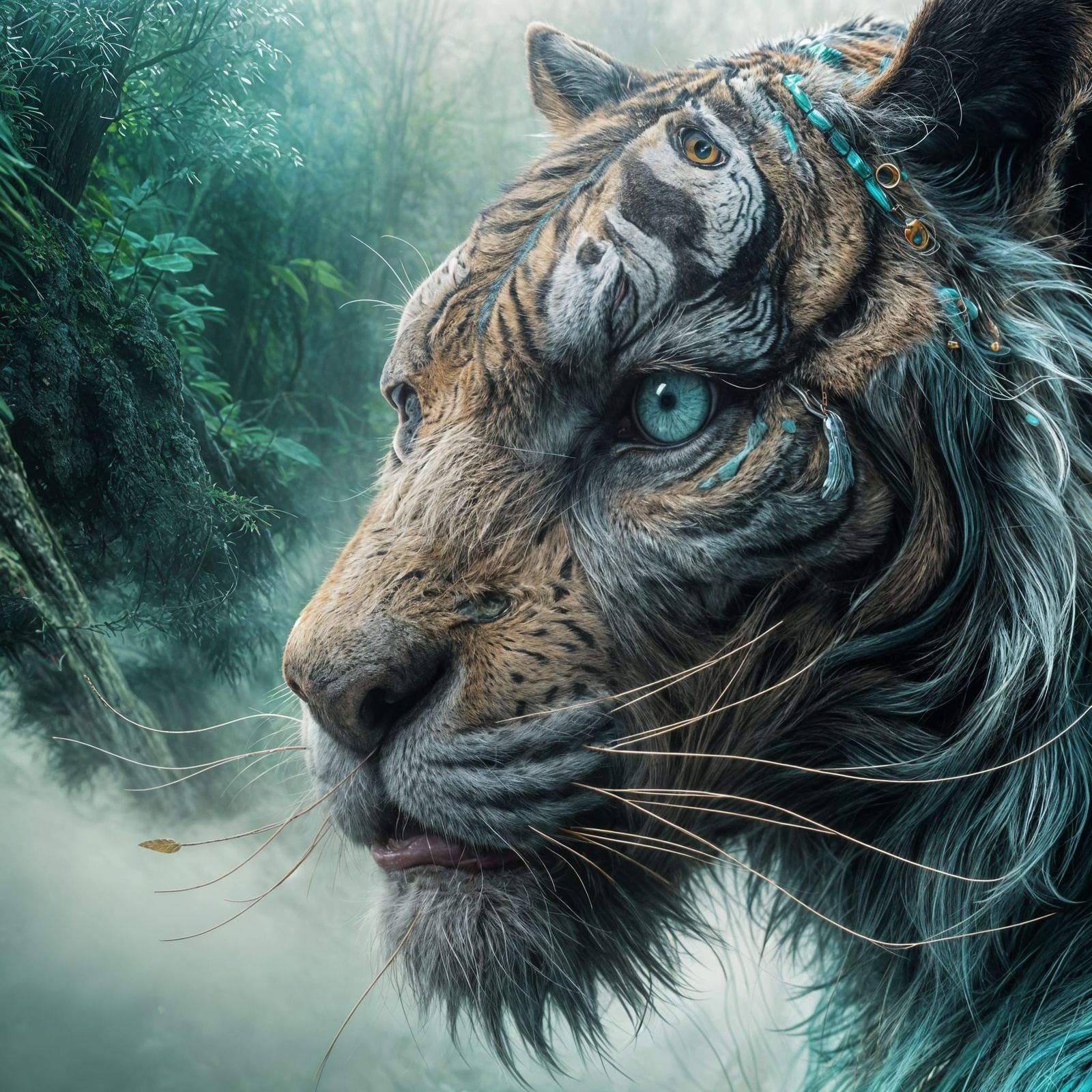 Majestic Tiger Head in Ethereal Copper Style