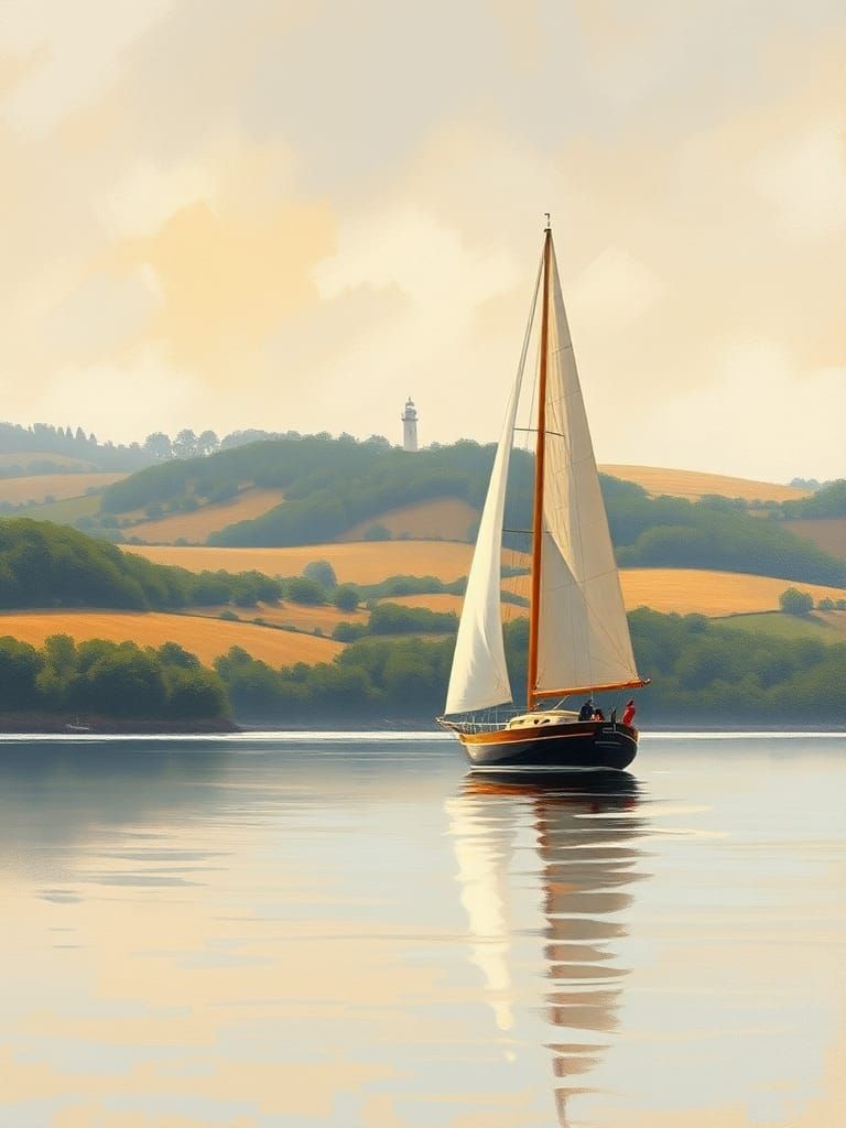 Storebält Maritime Scene as Oil Painting