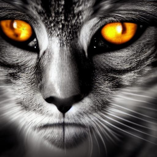 Werecat Transformation Portrait Under Bright Moon