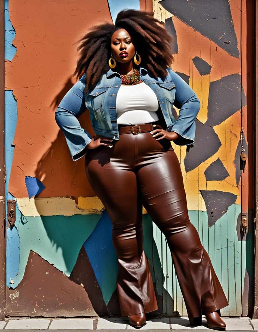 Cubist Model with Denim Jacket and Flowing Hair