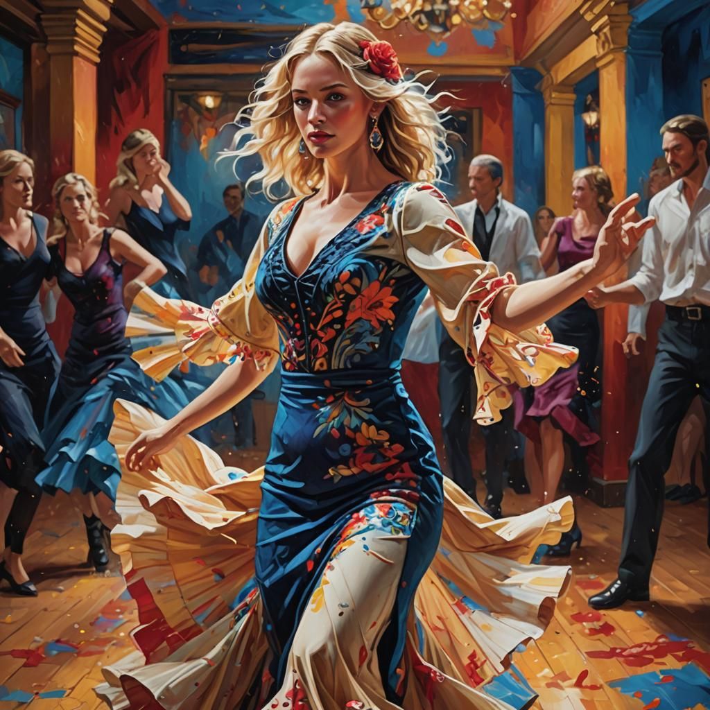 Flamenco Dancer in Splash Art Style