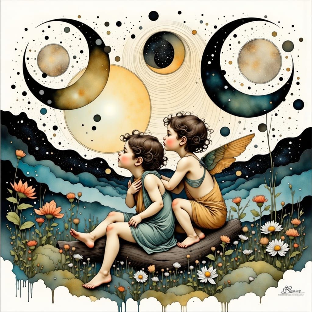 Cosmic Cherubs in a Swirling Phantasm