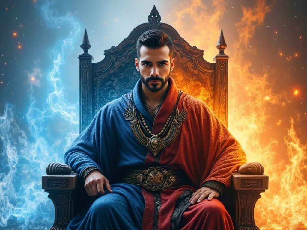 God of Fire and Ice on a Throne
