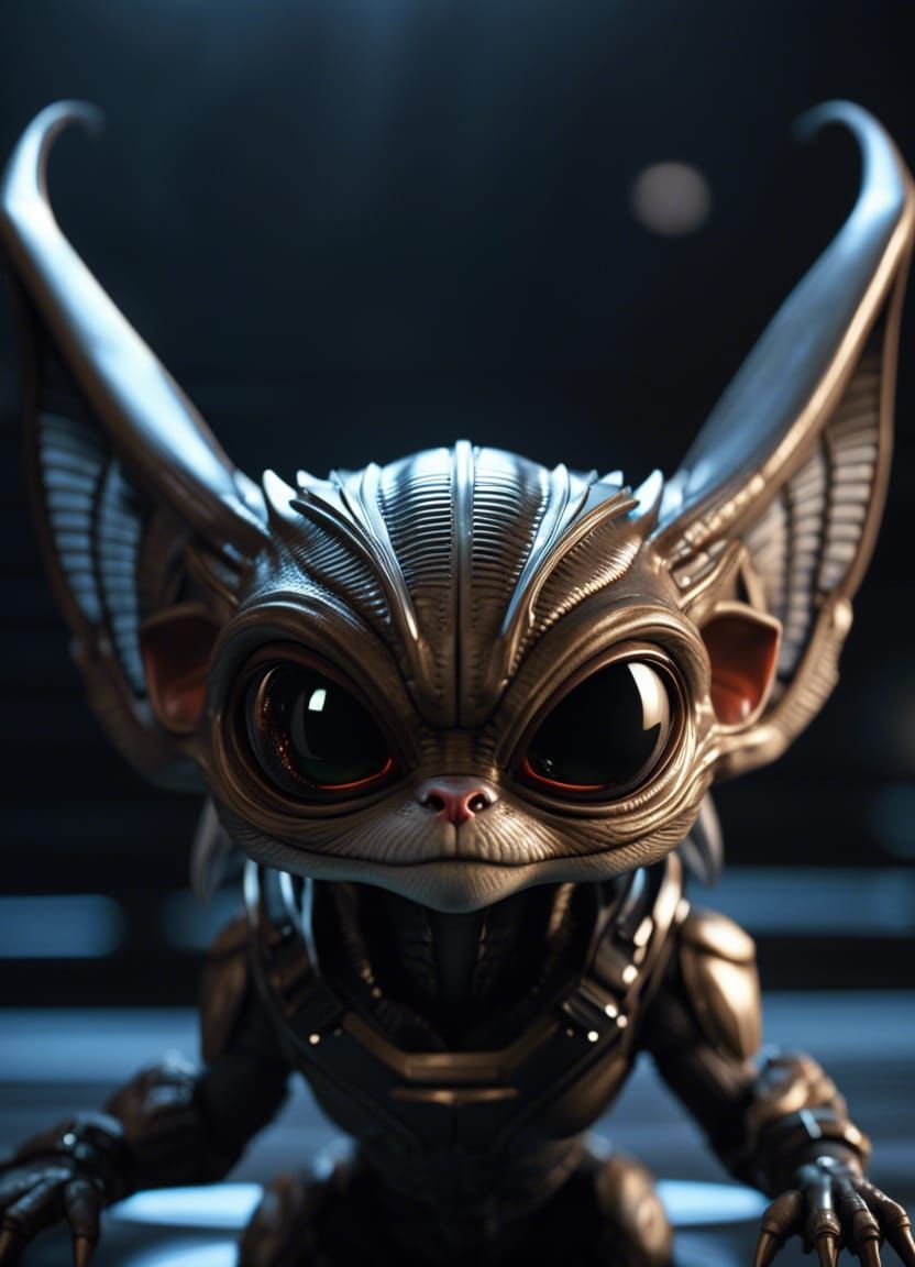 Hyperrealistic Xenomorph Gizmo Hybrid in 8K