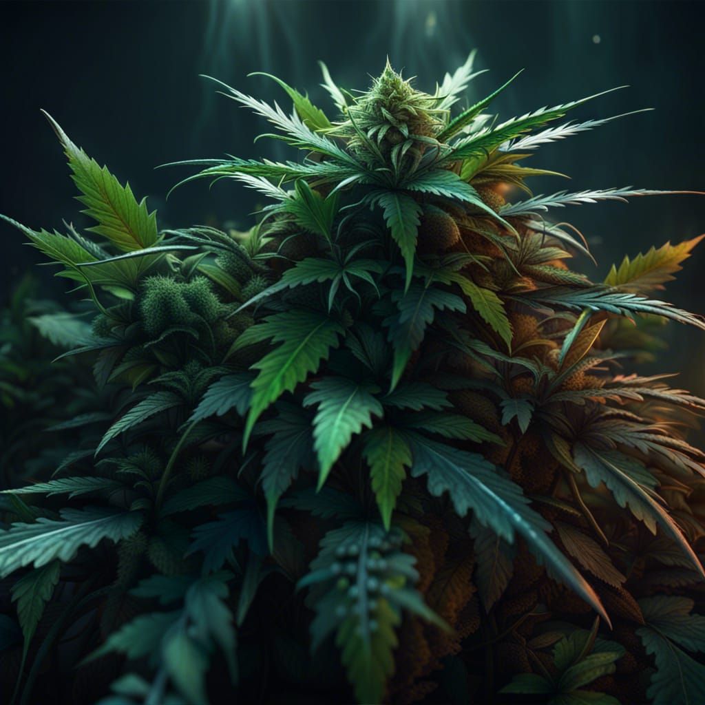 Detailed Marijuana Plant in Fantasy Concept Art