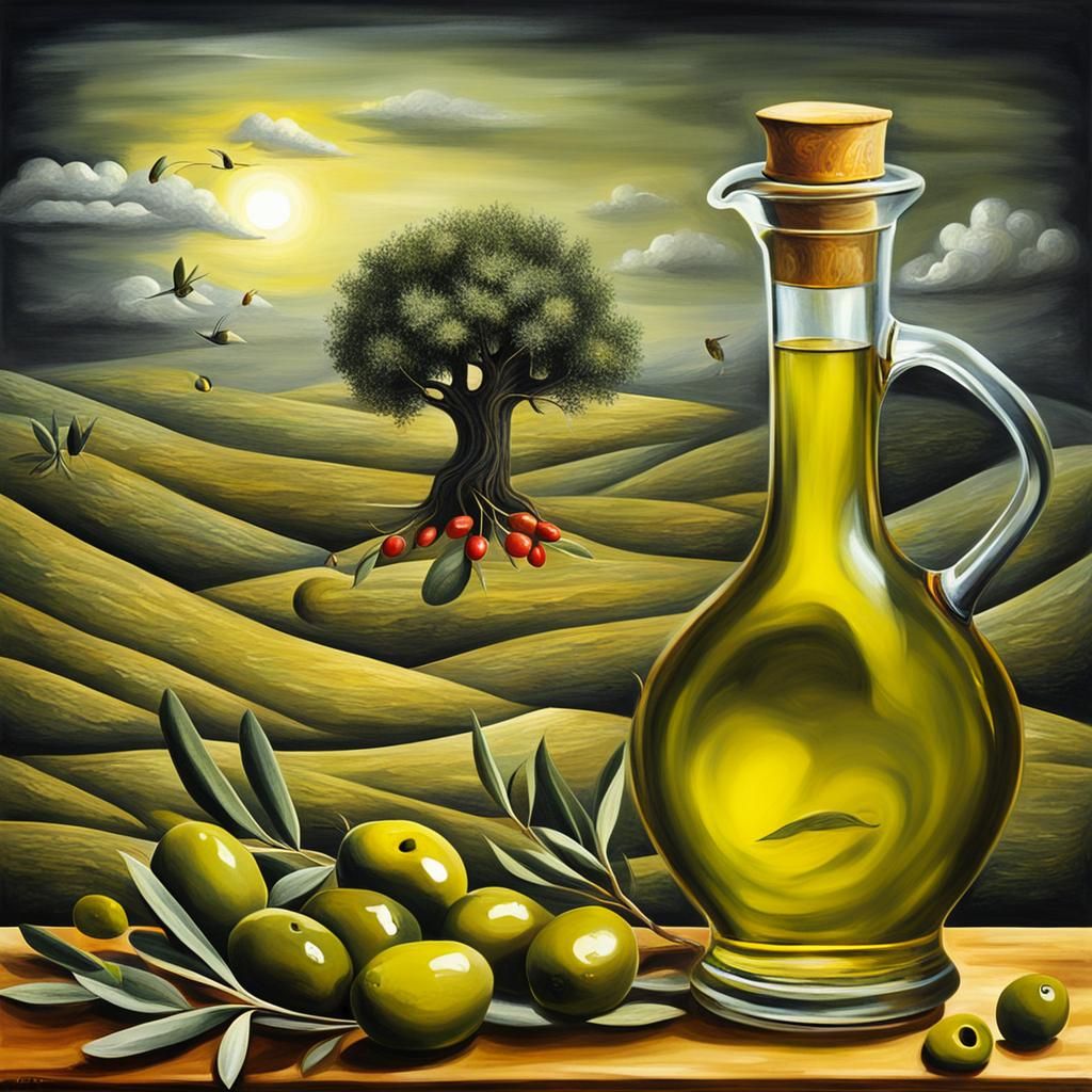 Surreal Olive Oil Still Life