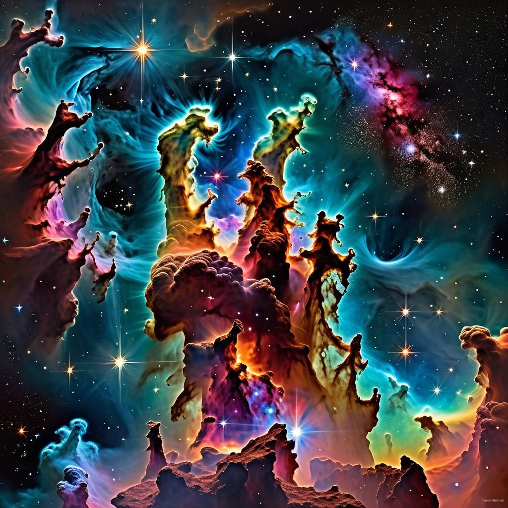 Pillars of Creation Nebula in Photorealistic Style