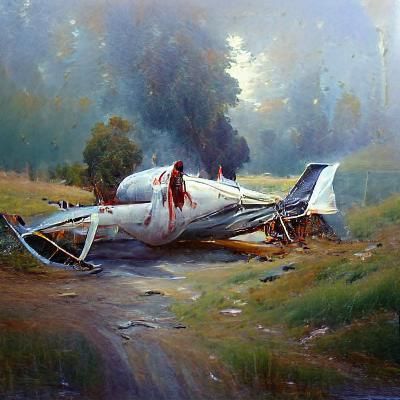 Crashed Airplane as Oil Painting