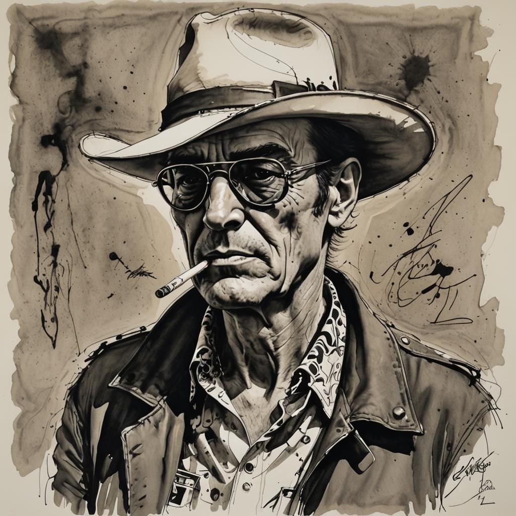 Hunter S Thompson in Ralph Steadman Style