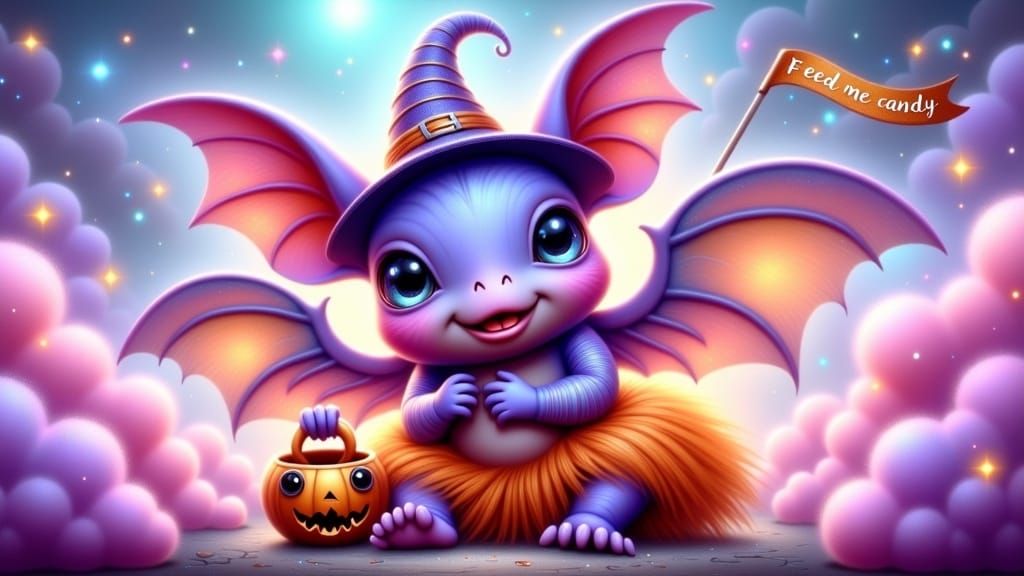 Creepy-Cute Monster in Halloween Costume: Digital Art