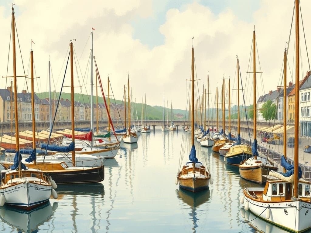 Quaint Harbor in Beatrix Potter Style
